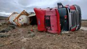 Volcó camión con cilindro de gas en cercanías de San Julián