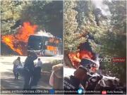 Bus que trasladaba cadetes a la Parada Militar en Sucre se incendió en la carretera a Mizque