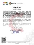 Trabajo dispone tolerancia laboral este martes en Sucre y confirma feriado nacional el miércoles y jueves