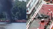 VIRAL: Dos muertos dejó aparatoso choque de un helicóptero contra cables eléctricos y cayó sobre un barco