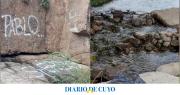 Malestar e indignación en Valle Fértil por pintadas en piedras y turistas que dejan residuos en el río Las Tumanas