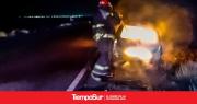 Sofocaron incendio sobre un vehículo en la ruta
