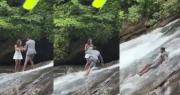 Propuesta de matrimonio sale mal: novio resbala y cae por una cascada con el anillo