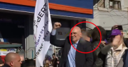 Video: así fue el momento en que le tiraron un piedrazo a Javier Milei durante la caravana por Lomas de Zamora