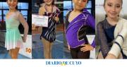 Cuatro patinadoras sanjuaninas recaudan fondos “a la gorra” para viajar a un torneo en San Luis