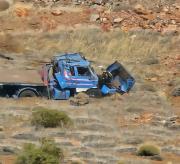 Terror en la Ruta 43 en Andacollo: un camión sin frenos volcó y desbarrancó 40 metros