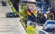 VIDEO. Impactante choque y dramático rescate: auto arrastró a motociclista y quedó atrapado debajo de un micro