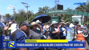 Trabajadores de la Alcaldía de Cochabamba bloquean calles exigiendo pago de sueldos