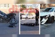 Lunes accidentado: en brutal choque, motociclista sufrió graves lesiones
