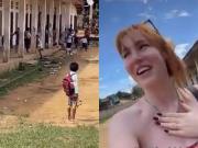La reacción viral de un grupo de niños de Laos al ver a una mujer extranjera: Saben lo que hacen los blancos