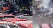 Las impactantes imágenes del incendio que se registró en talleres del Metro en la estación La Paz