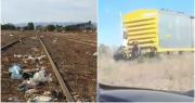 Un peligro: captan a un grupo de niños colgados a un tren de carga en Caucete