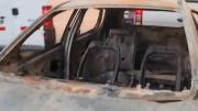 Así quedó la camioneta en la que se fueron las chicas asesinadas en Florencio Varela tras ser incendiada