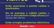 Servicios Públicos brinda recomendaciones a seguir por fuertes vientos