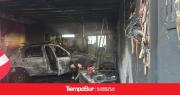 Explotó un calefactor y se prendió fuego un taller mecánico