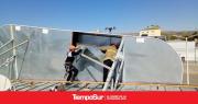 Fuerte viento provocó desprendimiento de chapas en el Hiper Tehuelche