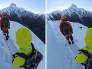 Muerte en la montaña: un alpinista chino se quitó el arnés para sacar una selfie, resbaló y cayó al vacío