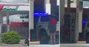 Pánico en Berisso: un patrullero se prendió fuego mientras cargaba nafta en una estación de servicios