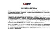 Según Libre, denuncia de Saucedo contra “autoprorrogados” se suma a 3 acciones que ponen en riesgo el balotaje