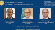 Nobel de Química 2025 para Kitagawa, Robson y Yaghi “por el desarrollo de las estructuras metal-orgánicas”