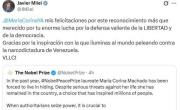 Milei felicitó a Corina Machado por el Nobel de la Paz: Gracias por pelear contra la narcodictadura