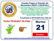 Pensionados IVSS: cuándo depositan los próximos pagos de octubre