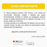 TSE prohíbe difusión de propaganda electoral durante el debate presidencial