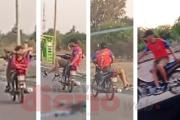 Estúpido, después los padres lloran: el video de un motociclista en La Banda