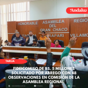 Fideicomiso de bs. 5 millones solicitado por Abrego con 48 observaciones en comisión de la Asamblea Regional