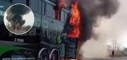 BUS DE TRANS PANDO SE INCENDIÓ EN PLENA CARRETERA SANTA CRUZ-TRINIDAD