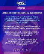 Saime y Cantv emiten aviso sobre día no laborable: sepa cómo trabajarán este lunes 20 de octubre