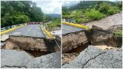 EN FOTOS: Colapsó puente que comunica a Sucre con Monagas tras las fuertes lluvias de las últimas horas