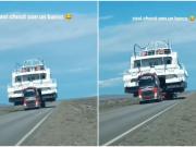 Un catamarán apareció en plena ruta 40 y sorprendió a los automovilistas de la Patagonia