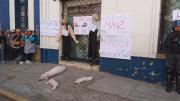 Cochabamba: porcinocultores protestan con cerdos muertos en puertas de Emapa por la falta de entrega de maíz