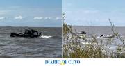 Se metieron con su camioneta al Río de la Plata, el agua la tapó y volvieron a la costa nadando