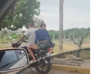 Grabaron a pareja de motorizados maltratando a un perrito en plena vía de Maracaibo