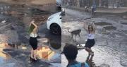 Video: se grabó bailando sobre los baches de su ciudad y a los días repararon la avenida
