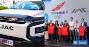 JAC lanza su primera camioneta eléctrica y celebra su alianza deportiva con el Team Chile