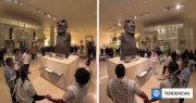 Que lo devuelvan: Delegación de Rapa Nui hace emotivo acto ante Moai en Museo Británico de Londres