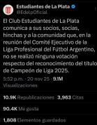 Los números sorprendentes del posteo de Estudiantes que sacudió al fútbol argentino