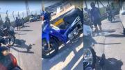 Peligro sobre avenida Lugones: motociclistas derraparon por un derrame de gasoil