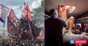Caos y euforia: hinchas de Flamengo entran por el techo a bus del plantel previo al viaje a Lima