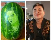 Un chef boliviano talla a Luis Vega en una sandía y el resultado se vuelve sensación