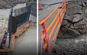 Colapsa puente provisional en Cusco y bloquea acceso a la montaña de Siete Colores