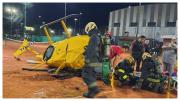 Helicóptero cayó en una cancha de tenis: cuatro personas resultaron heridas