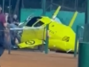 Cayó un helicóptero en las canchas de tenis de Palermo