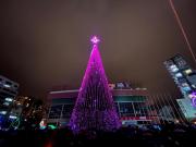 La Paz ya vive la navidad con el tradicional encendido del árbol en la plaza Tejada Sorzano