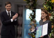 La hija de María Corina Machado recibe el Nobel de Paz en su nombre