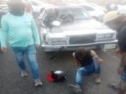 Fuerte choque dejó a pareja de motorizados heridos en el K-4