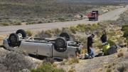 Volcó camioneta en Ruta 3 que provenía de Ushuaia